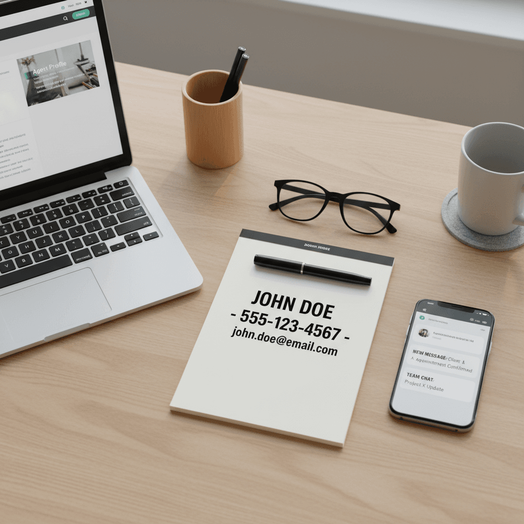Professional contact interface with phone and communication tools